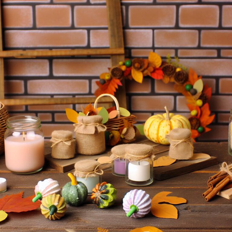 Rustic fall DIY decor on wooden table.